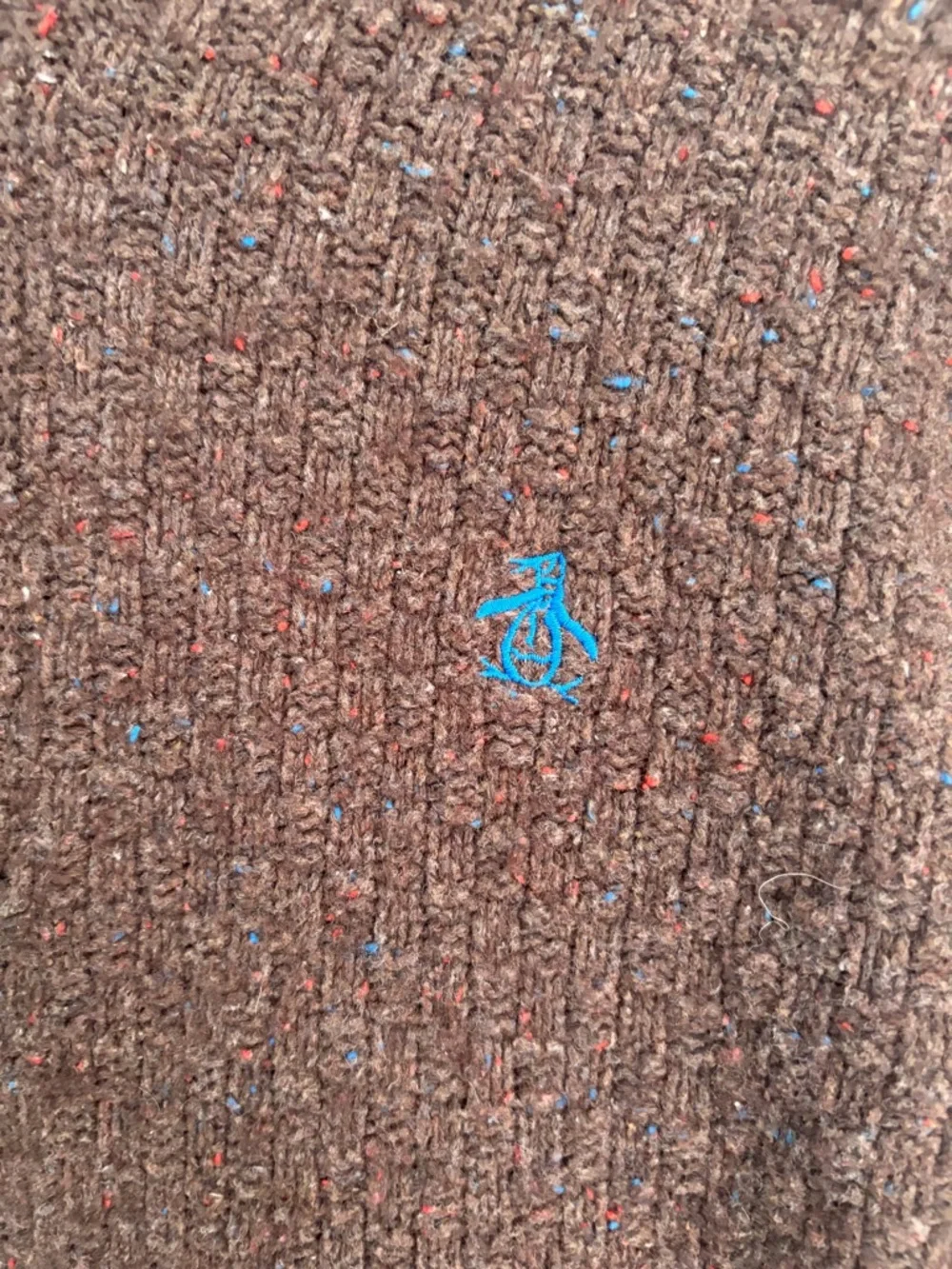 Vintage 90s - Textured Knit Hoodie Sweater - Penguin Munsingwear - Size L - Picture 5 of 6
